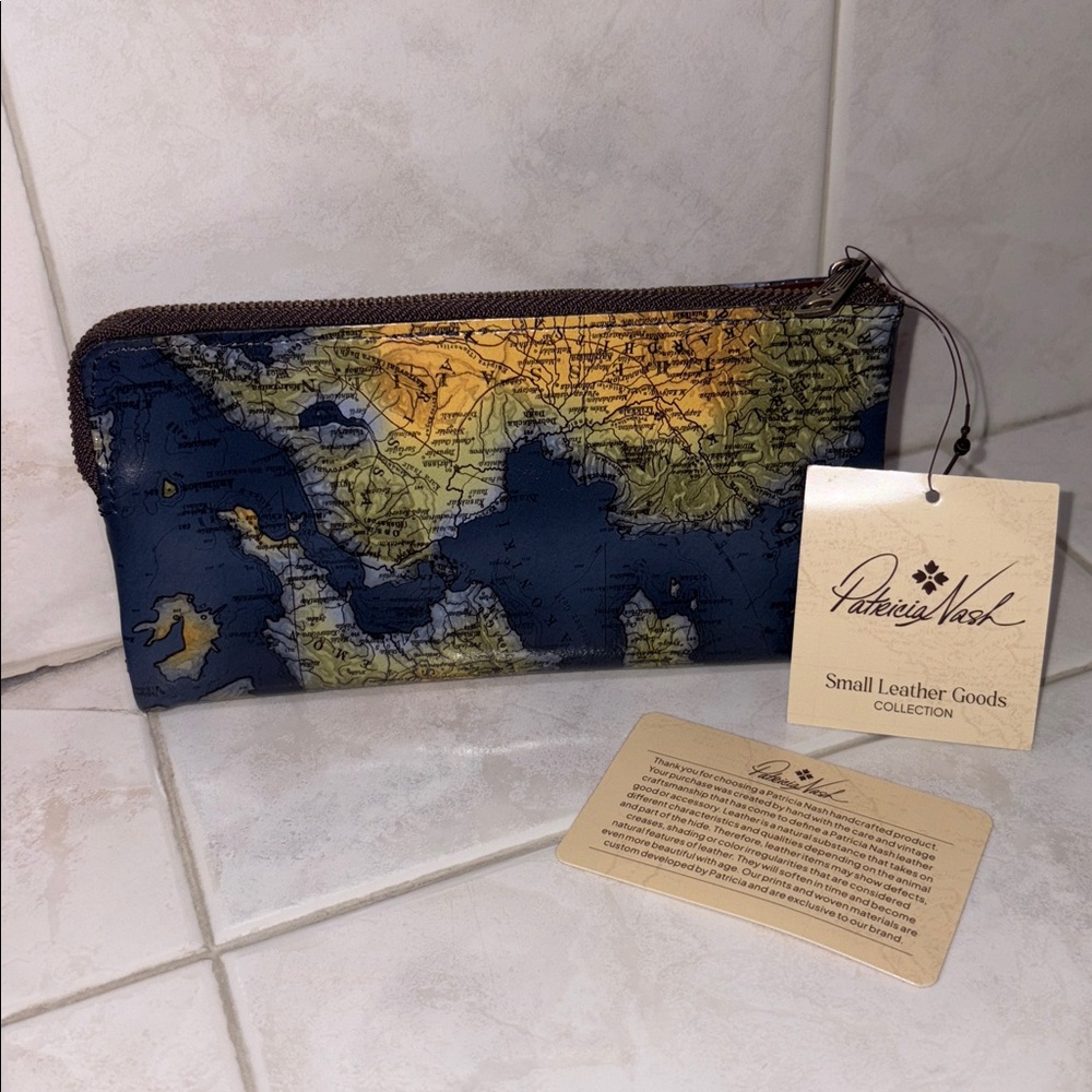 Patricia Nash Prassa Continental Leather Wallet in Greek Map Print - Picture 2 of 11